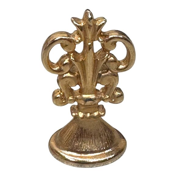 Antique Gold Fleur-De-Lis Wax Seal Stamp Set Brass Turtle Cross Woman Set Lot 3 - Picture 2 of 8